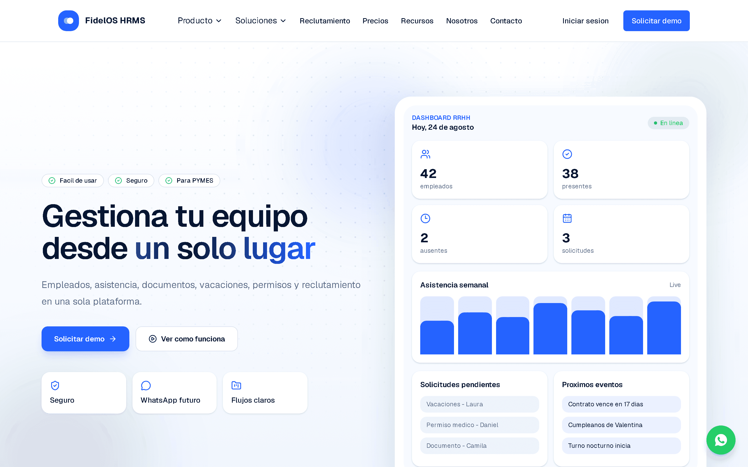 FidelOS HRMS — Sistema de Recursos Humanos para PYMES + sitio público